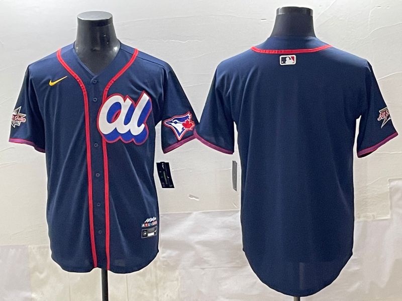 Men 2025 Toronto Blue Jays Blank Drak Blue All star Blank Blue Nike MLB Jersey style 1